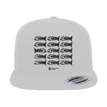 Fish Bones Embroidered Flat Bill Cap